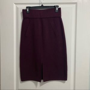 CLUB MONACO 100% Wool Pencil Skirt w/ Front Slit, size Small, Wine, Like NEW $59